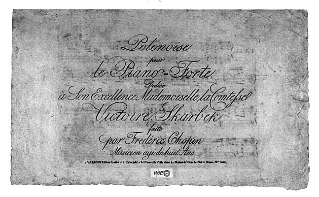 1817年に出版されたポロネーズト短調の表紙。一番下に「8歳の作品」」と印刷されている。