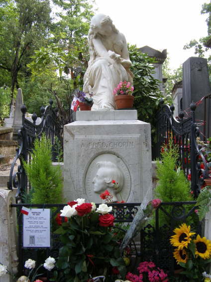 ショパンの墓　フランス，パリ，ペール・ラシェーズ墓地
